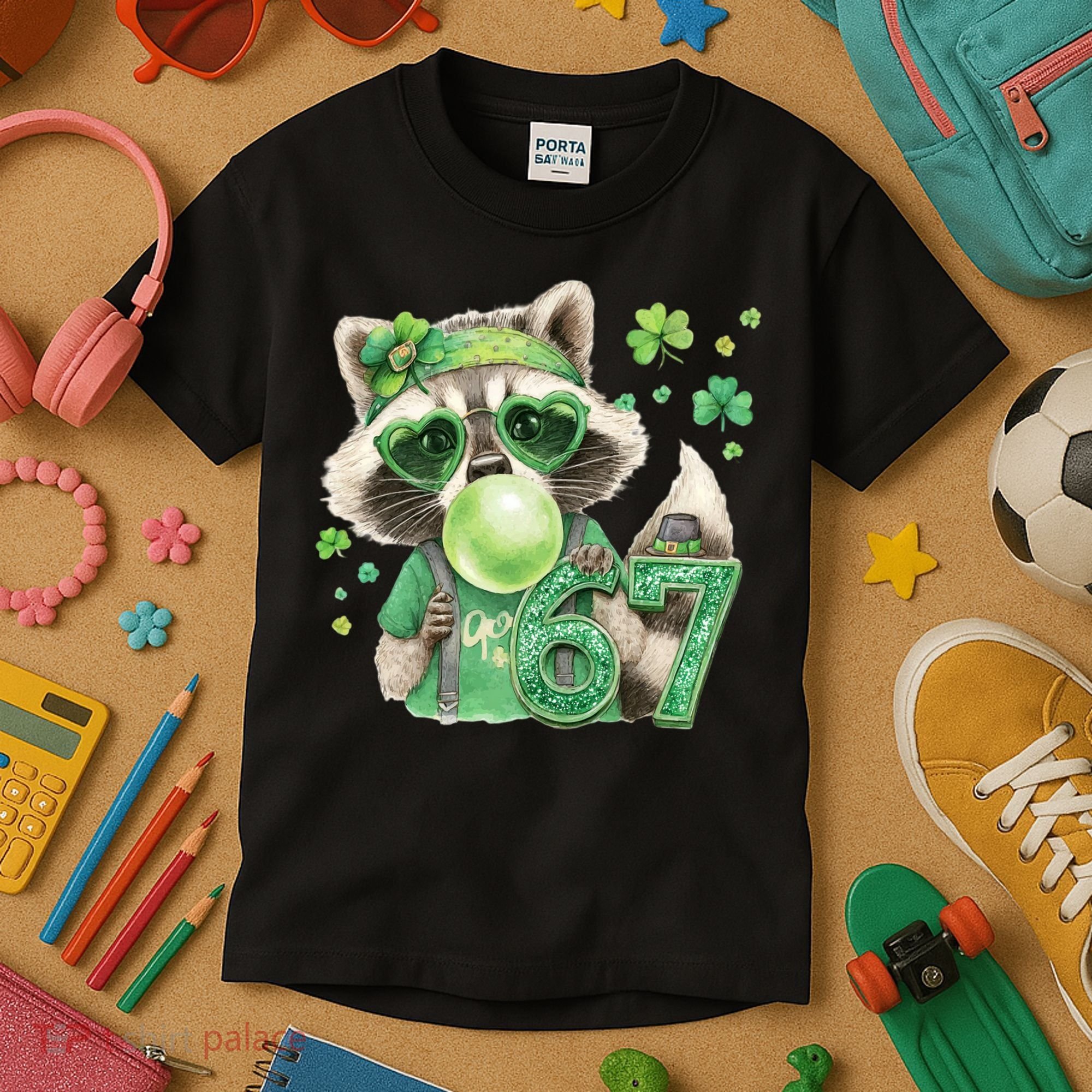 St Patrick’s Day 67 Raccoon Viral Meme Kids T-Shirt