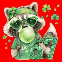 St Patrick’s Day 67 Raccoon Viral Meme Santa Hat thumb 1