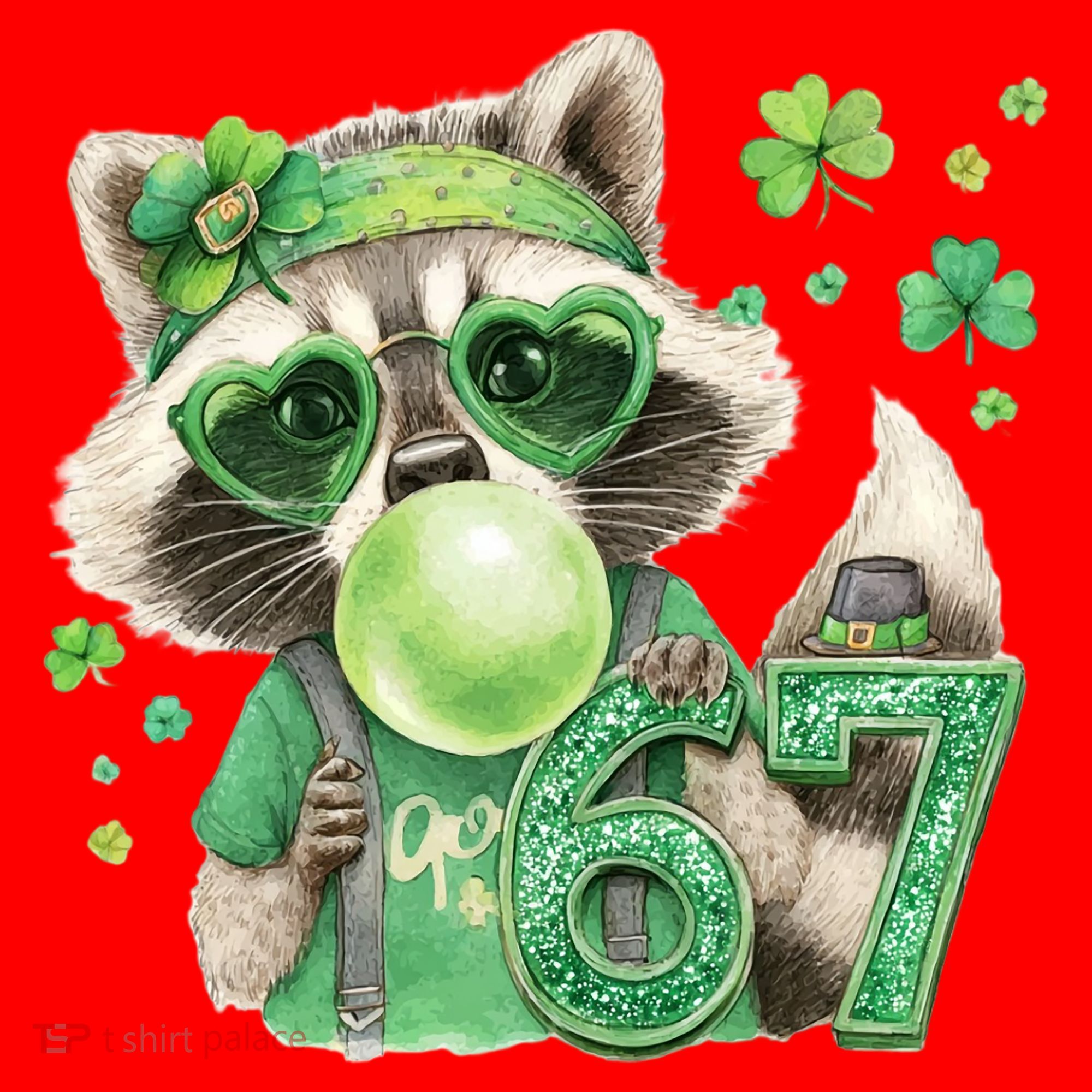 St Patrick’s Day 67 Raccoon Viral Meme Santa Hat