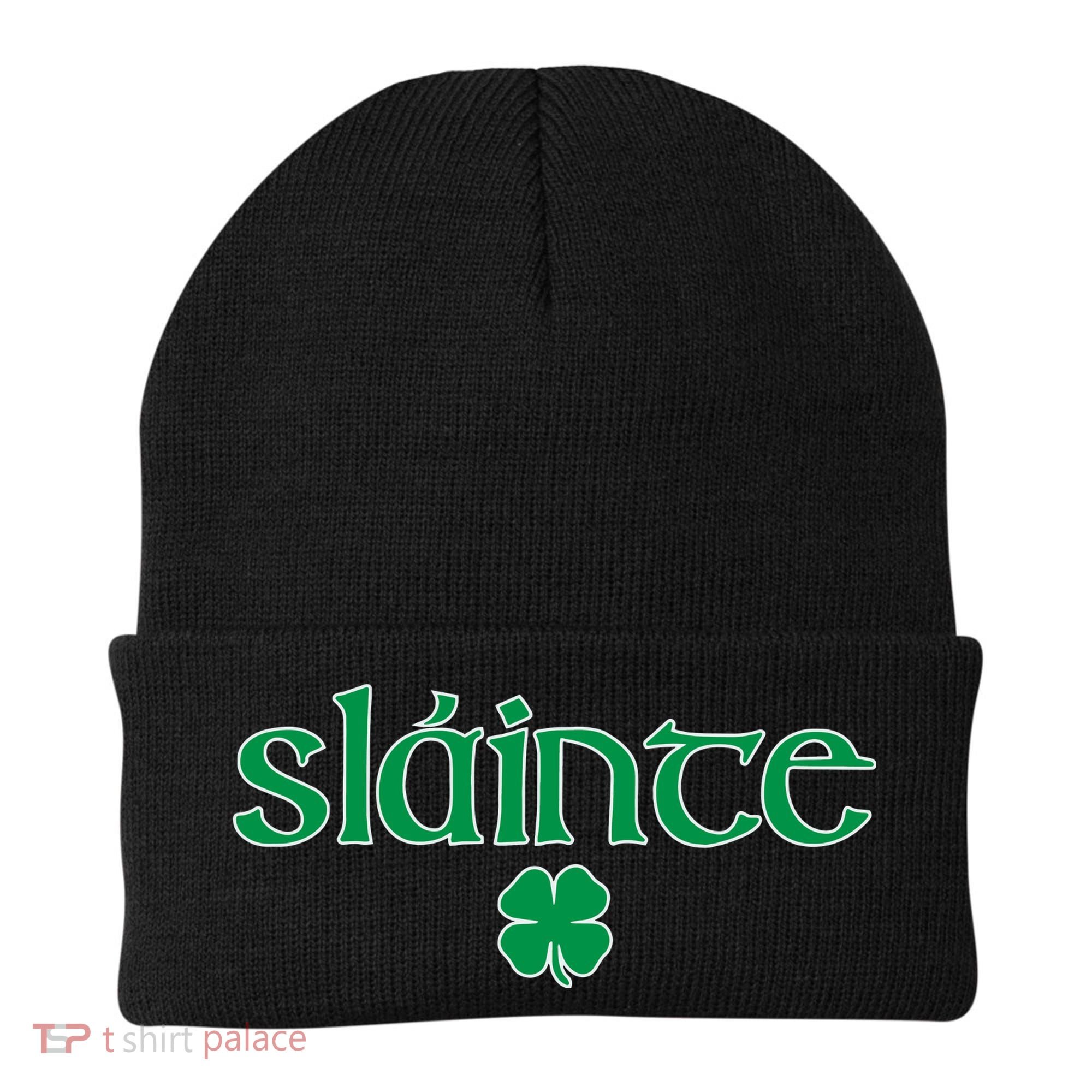 Slainte Patricks Day Shamrock Beanie