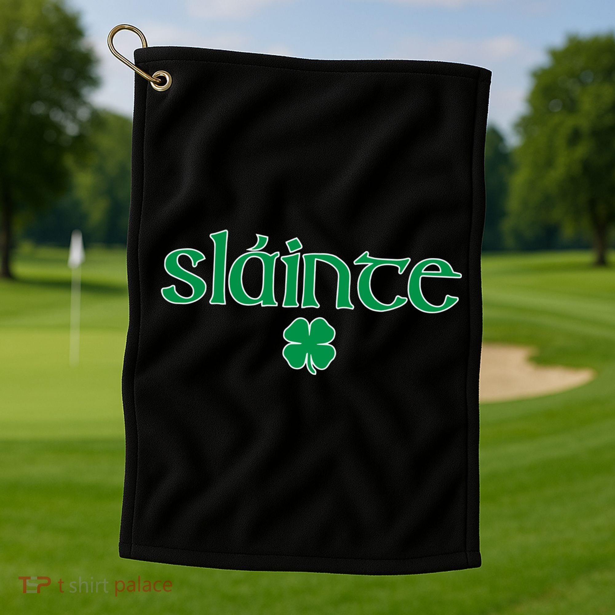 Slainte Patricks Day Shamrock Golf Towel