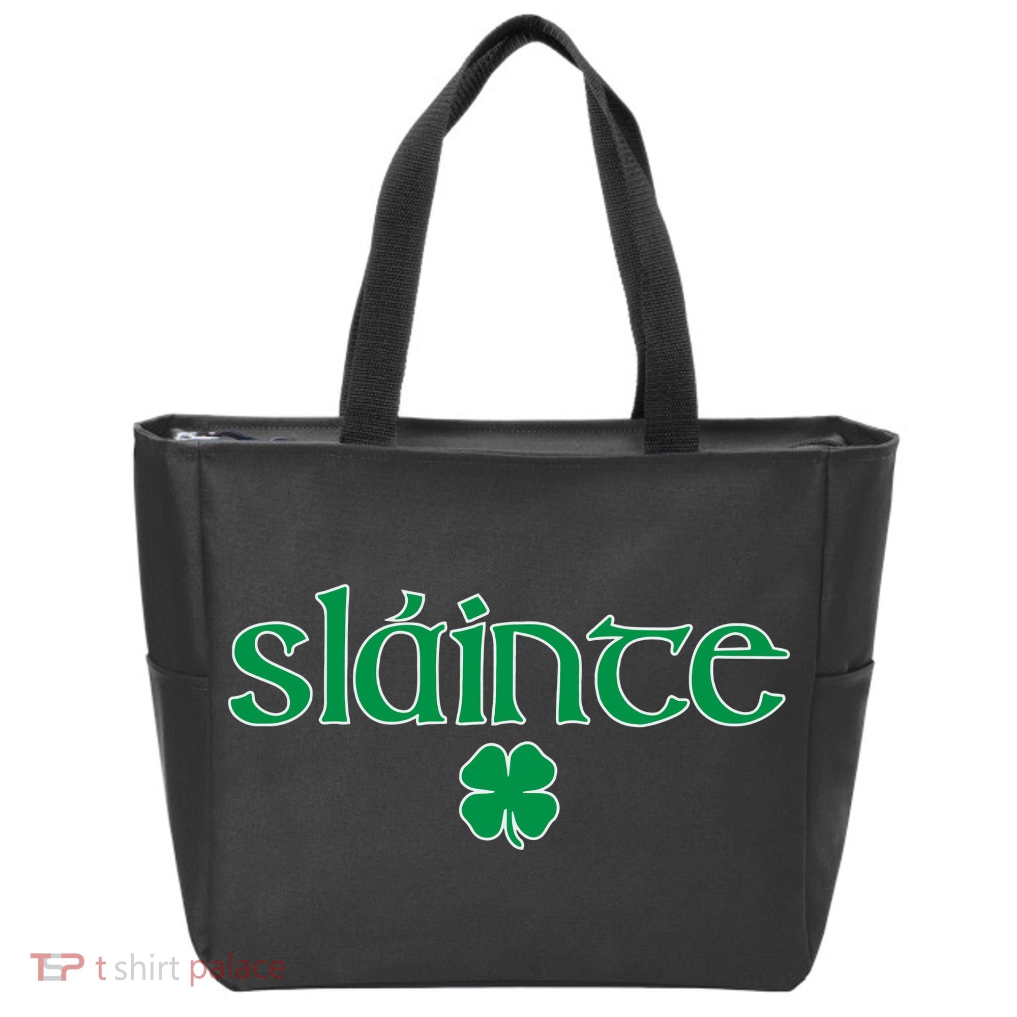 Slainte Patricks Day Shamrock Tote Bag