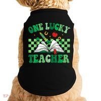 St Patricks Day Teacher Shirt One Lucky Teacher Shamrock Doggie Tank thumb 0
