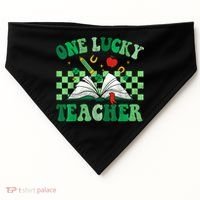 St Patricks Day Teacher Shirt One Lucky Teacher Shamrock USA-Made Doggie Bandana thumb 0