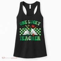 St Patricks Day Teacher Shirt One Lucky Teacher Shamrock Women's Tank Top thumb 0