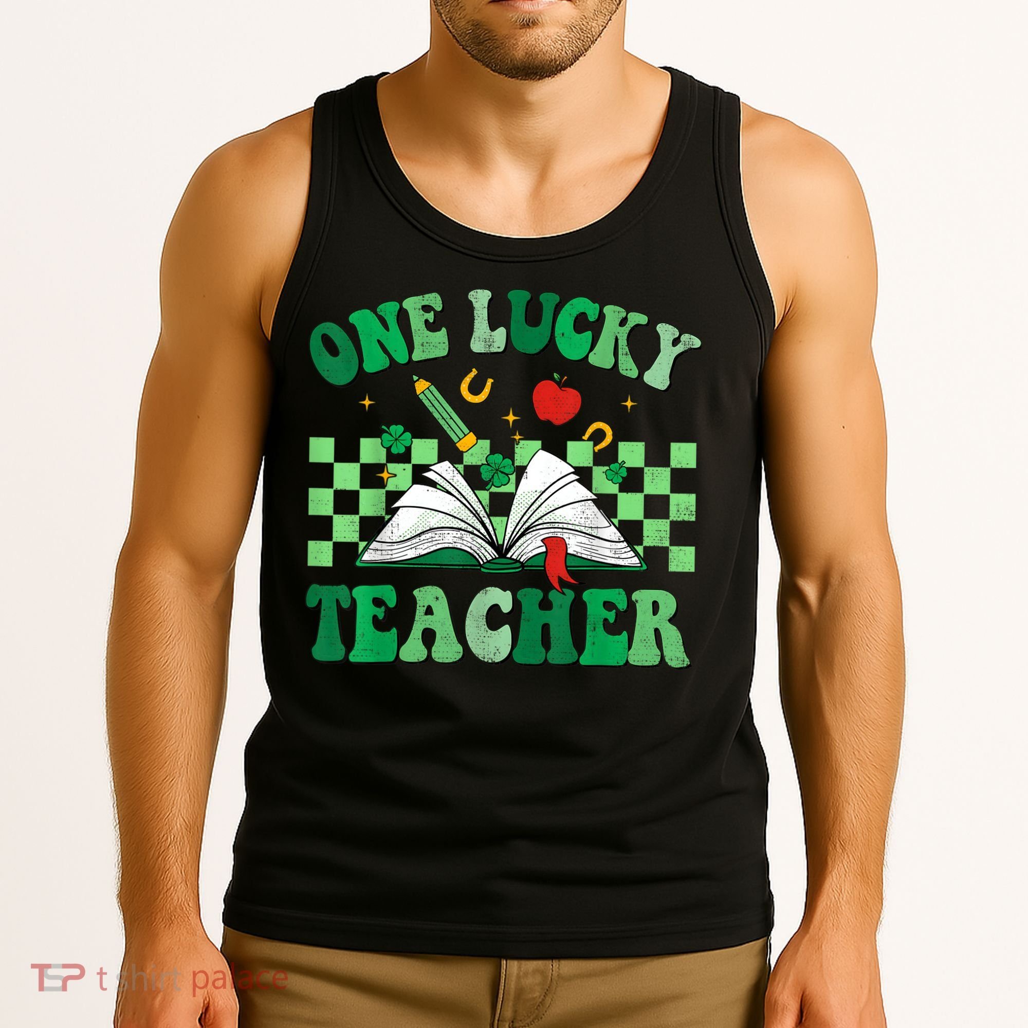 St Patricks Day Teacher Shirt One Lucky Teacher Shamrock Tank Top