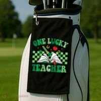 St Patricks Day Teacher Shirt One Lucky Teacher Shamrock Golf Towel thumb 2