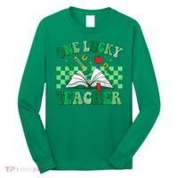 St Patricks Day Teacher Shirt One Lucky Teacher Shamrock Long Sleeve Shirt thumb 0