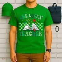 St Patricks Day Teacher Shirt One Lucky Teacher Shamrock T-Shirt thumb 6