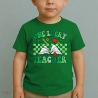 St Patricks Day Teacher Shirt One Lucky Teacher Shamrock Toddler T-Shirt thumb 2
