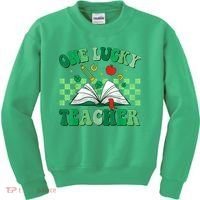 St Patricks Day Teacher Shirt One Lucky Teacher Shamrock Kids Sweatshirt thumb 0