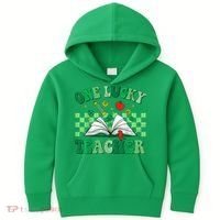 St Patricks Day Teacher Shirt One Lucky Teacher Shamrock Kids Hoodie thumb 0