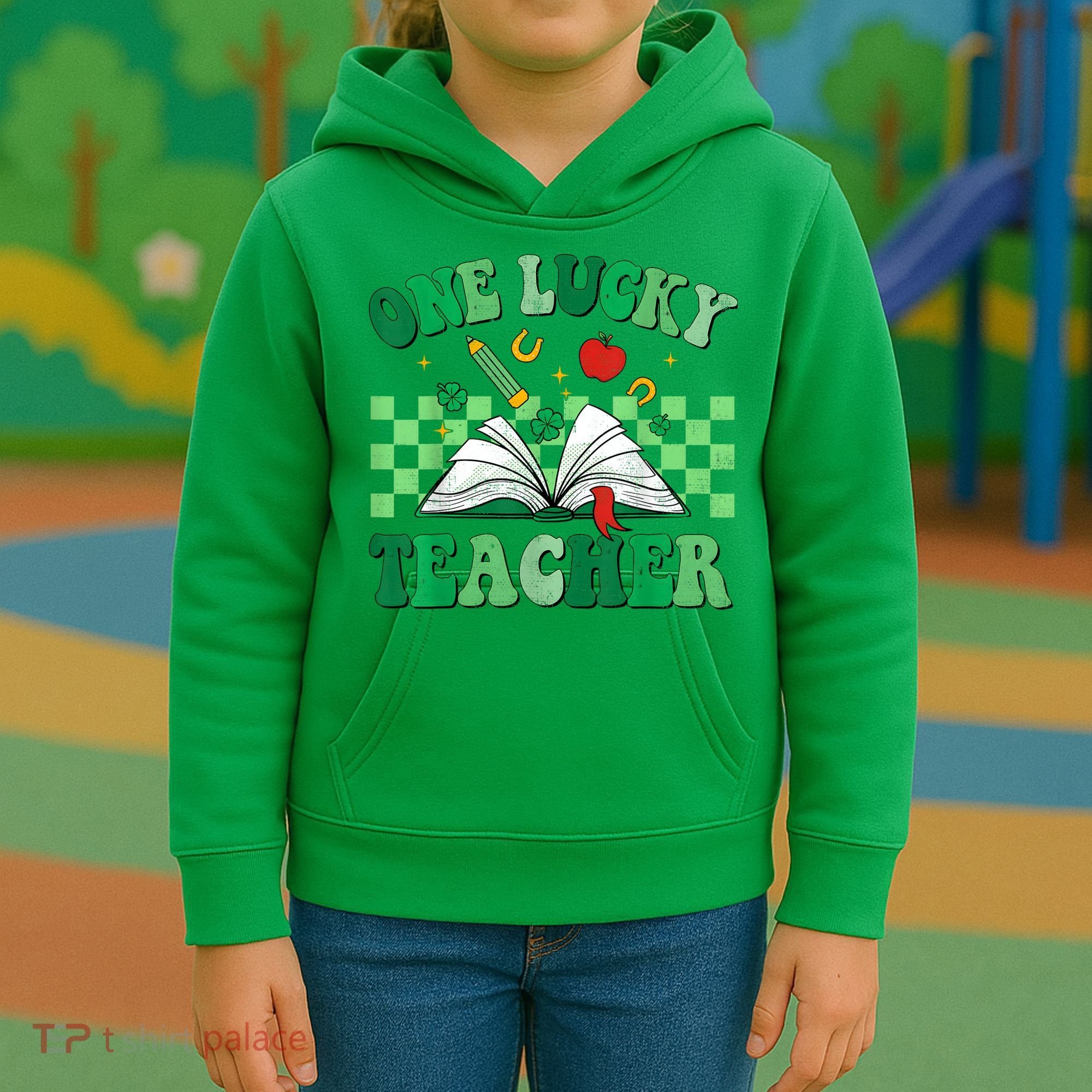 St Patricks Day Teacher Shirt One Lucky Teacher Shamrock Kids Hoodie