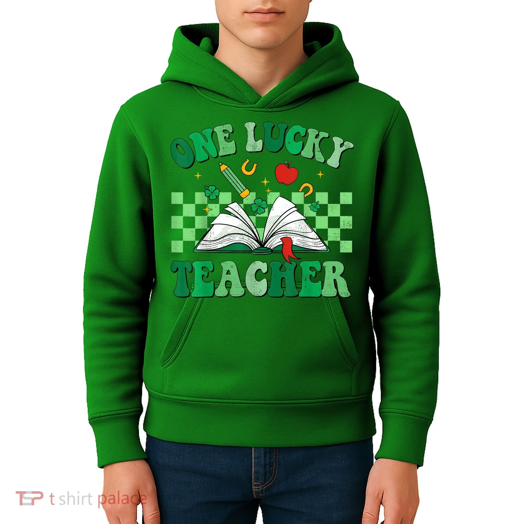 St Patricks Day Teacher Shirt One Lucky Teacher Shamrock Kids Hoodie