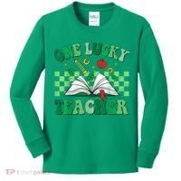 St Patricks Day Teacher Shirt One Lucky Teacher Shamrock Kids Long Sleeve Shirt thumb 0