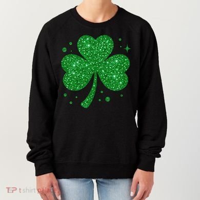 St Patrick's Day Glittery Shamrock Clover Women's Sweatshirt