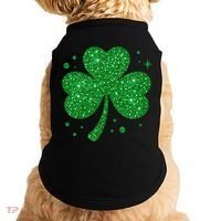 St Patrick's Day Glittery Shamrock Clover Doggie Tank thumb 0