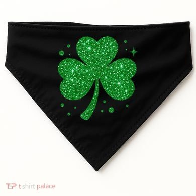 St Patrick's Day Glittery Shamrock Clover USA-Made Doggie Bandana