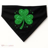 St Patrick's Day Glittery Shamrock Clover USA-Made Doggie Bandana thumb 0