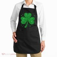St Patrick's Day Glittery Shamrock Clover Apron thumb 2