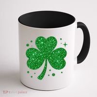 St Patrick's Day Glittery Shamrock Clover Coffee Mug thumb 1