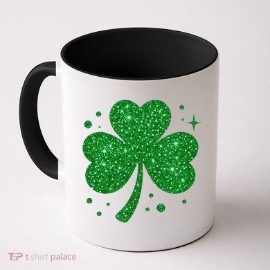 St Patrick's Day Glittery Shamrock Clover Coffee Mug
