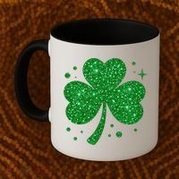 St Patrick's Day Glittery Shamrock Clover Coffee Mug thumb 2