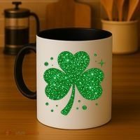 St Patrick's Day Glittery Shamrock Clover Coffee Mug thumb 4