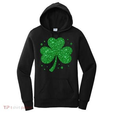 St Patrick's Day Glittery Shamrock Clover Women's Hoodie