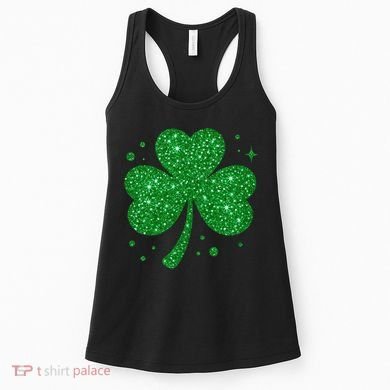 St Patrick's Day Glittery Shamrock Clover Women's Tank Top