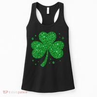St Patrick's Day Glittery Shamrock Clover Women's Tank Top thumb 0