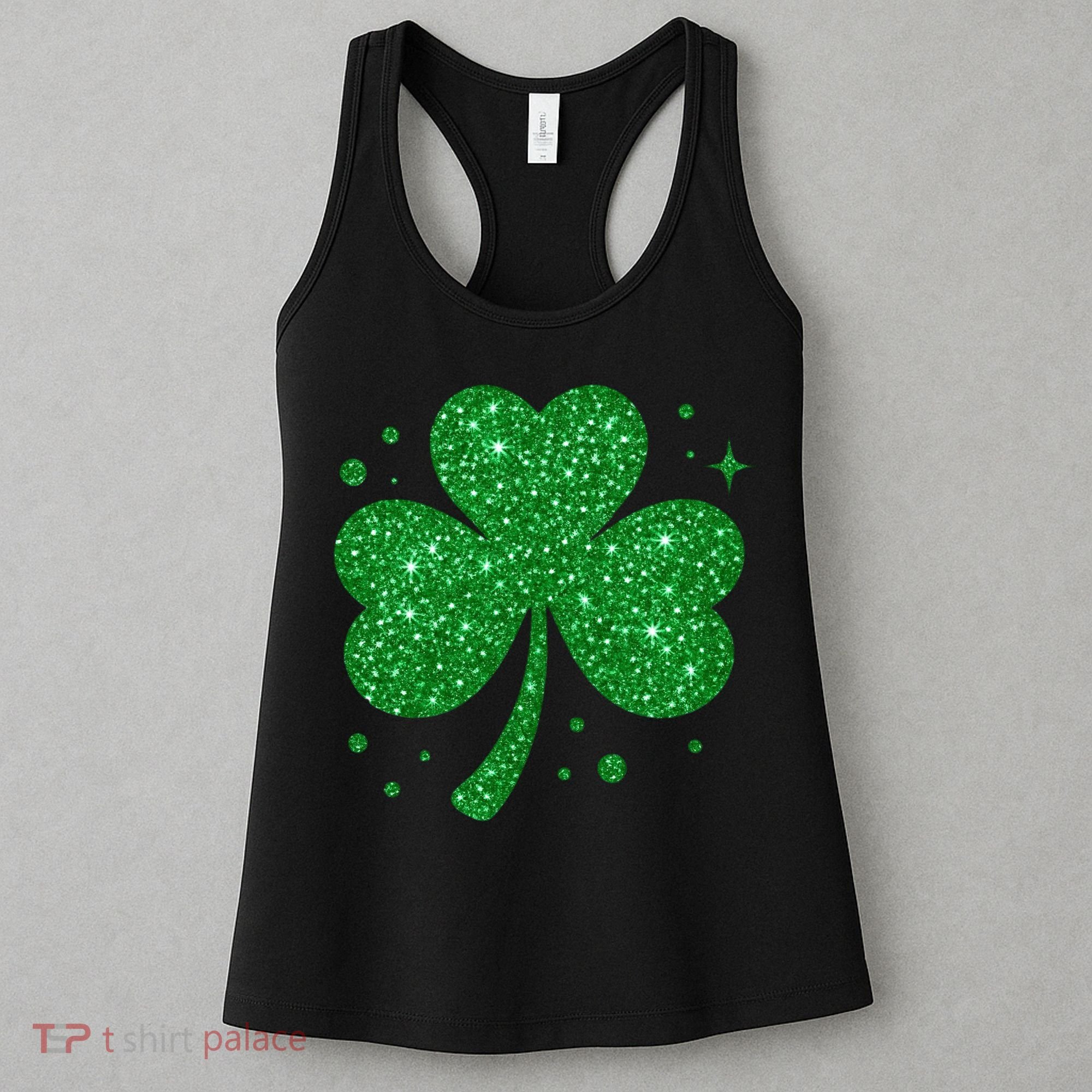 St Patrick's Day Glittery Shamrock Clover Women's Tank Top