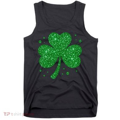 St Patrick's Day Glittery Shamrock Clover Tank Top