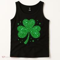 St Patrick's Day Glittery Shamrock Clover Tank Top thumb 2