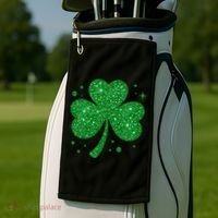 St Patrick's Day Glittery Shamrock Clover Golf Towel thumb 2