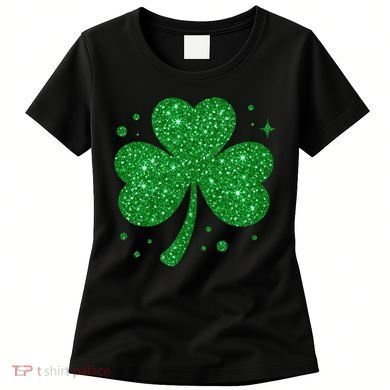 St Patrick's Day Glittery Shamrock Clover Women's T-Shirt