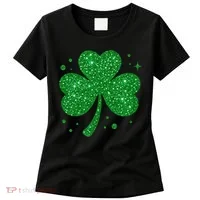 St Patrick's Day Glittery Shamrock Clover Women's T-Shirt thumb 0