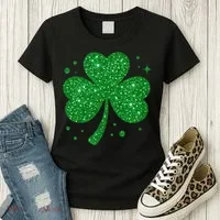 St Patrick's Day Glittery Shamrock Clover Women's T-Shirt thumb 3