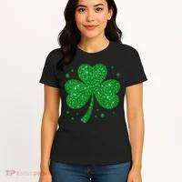 St Patrick's Day Glittery Shamrock Clover Women's T-Shirt thumb 4