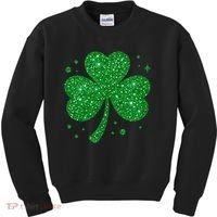 St Patrick's Day Glittery Shamrock Clover Kids Sweatshirt thumb 0