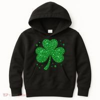 St Patrick's Day Glittery Shamrock Clover Kids Hoodie thumb 0