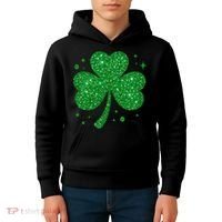 St Patrick's Day Glittery Shamrock Clover Kids Hoodie thumb 4