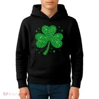 St Patrick's Day Glittery Shamrock Clover Kids Hoodie thumb 4