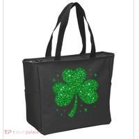 St Patrick's Day Glittery Shamrock Clover Tote Bag thumb 2