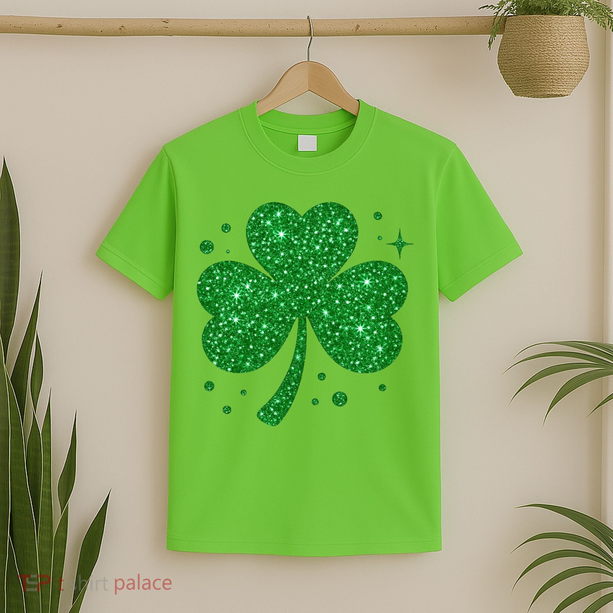St Patrick's Day Glittery Shamrock Clover T-Shirt
