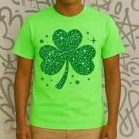St Patrick's Day Glittery Shamrock Clover T-Shirt thumb 3