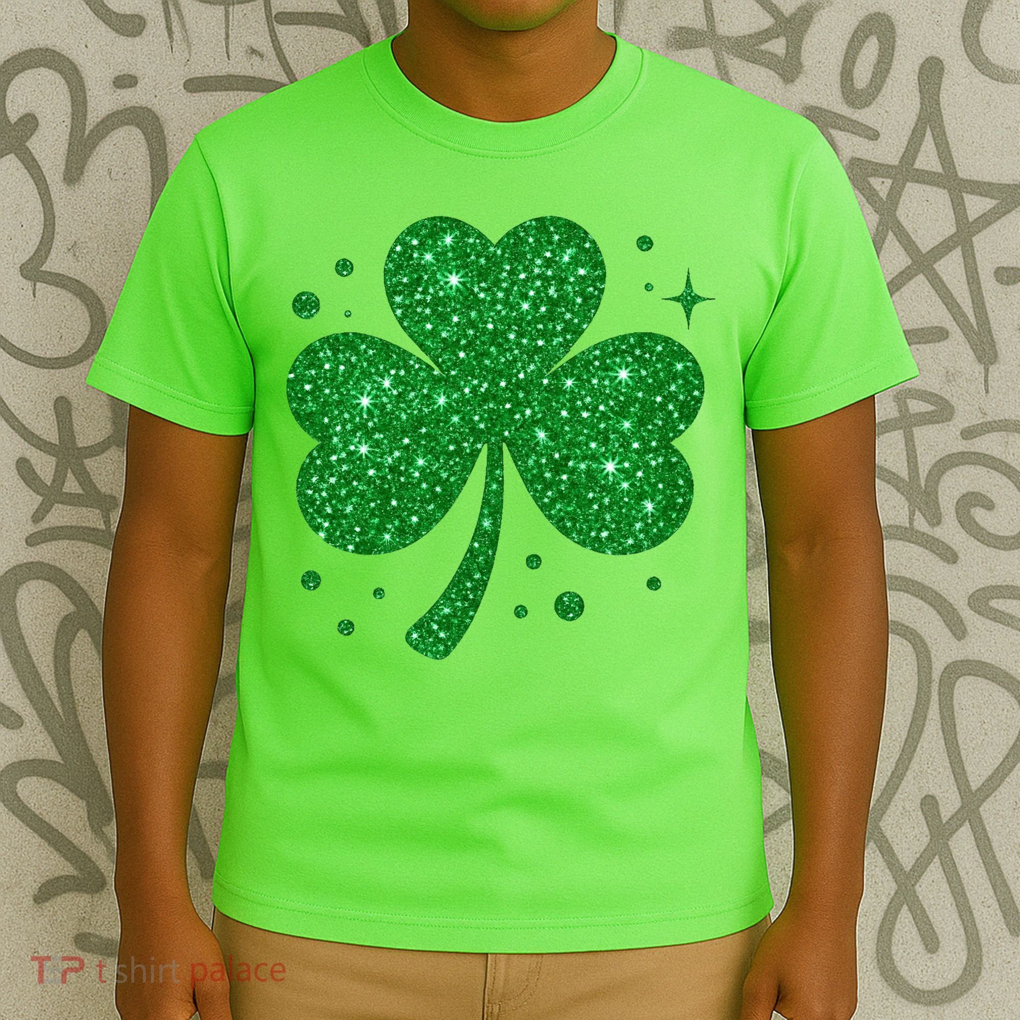 St Patrick's Day Glittery Shamrock Clover T-Shirt