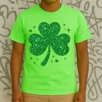 St Patrick's Day Glittery Shamrock Clover T-Shirt thumb 3