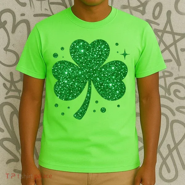St Patrick's Day Glittery Shamrock Clover T-Shirt