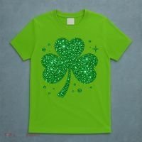 St Patrick's Day Glittery Shamrock Clover T-Shirt thumb 5